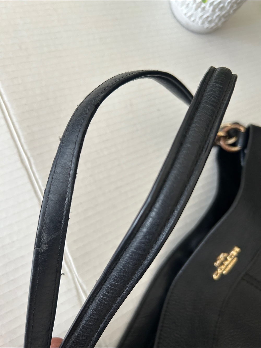 Coach Lexy Black Pebbled Leather Shoulder Bag - Picture 16 of 16